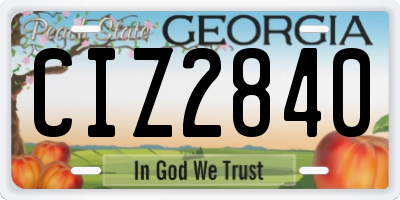 GA license plate CIZ2840