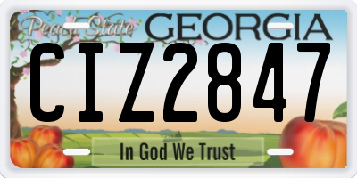 GA license plate CIZ2847