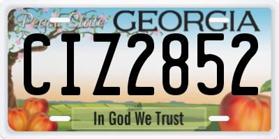 GA license plate CIZ2852