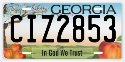 GA license plate CIZ2853