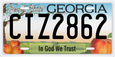 GA license plate CIZ2862