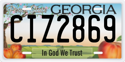 GA license plate CIZ2869