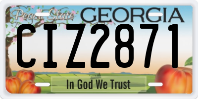 GA license plate CIZ2871