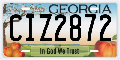 GA license plate CIZ2872