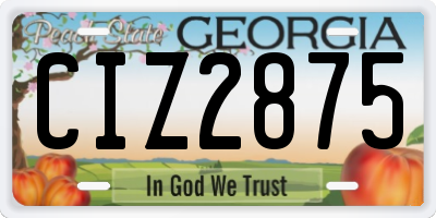 GA license plate CIZ2875