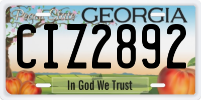 GA license plate CIZ2892