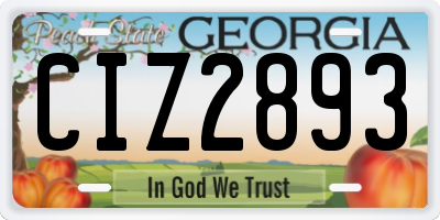 GA license plate CIZ2893