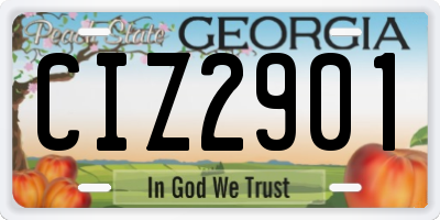 GA license plate CIZ2901
