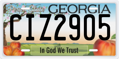 GA license plate CIZ2905