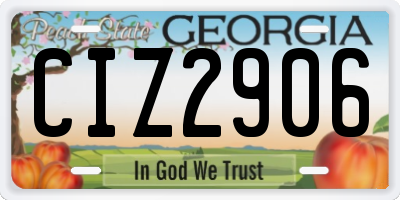 GA license plate CIZ2906