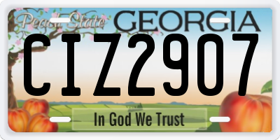 GA license plate CIZ2907