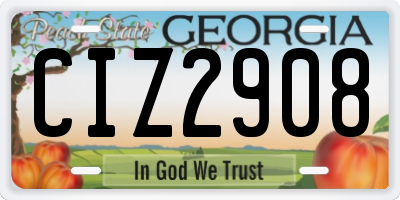 GA license plate CIZ2908