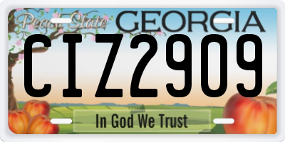 GA license plate CIZ2909
