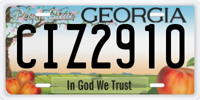 GA license plate CIZ2910