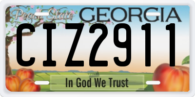GA license plate CIZ2911