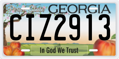 GA license plate CIZ2913