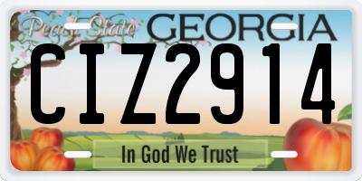 GA license plate CIZ2914