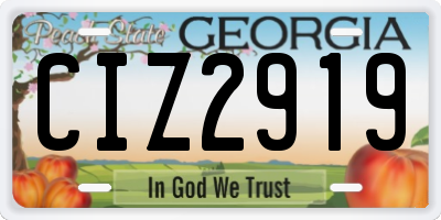 GA license plate CIZ2919