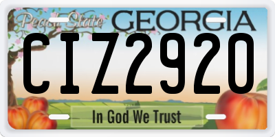 GA license plate CIZ2920