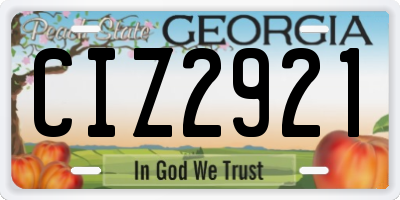 GA license plate CIZ2921