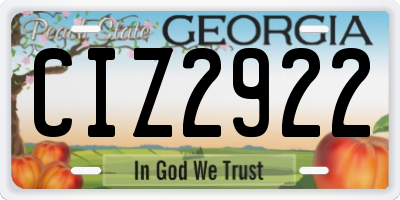 GA license plate CIZ2922