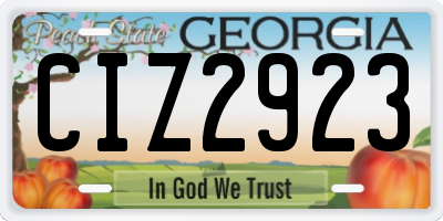 GA license plate CIZ2923
