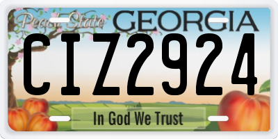 GA license plate CIZ2924