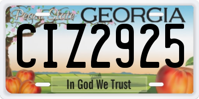 GA license plate CIZ2925