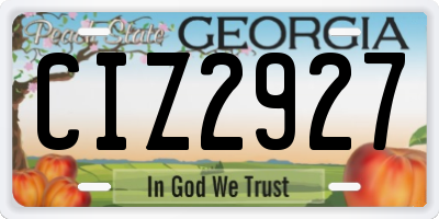 GA license plate CIZ2927
