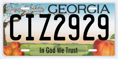 GA license plate CIZ2929