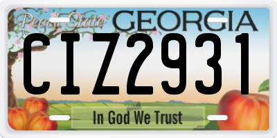 GA license plate CIZ2931