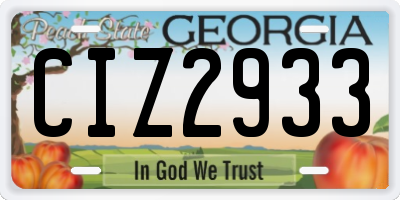 GA license plate CIZ2933