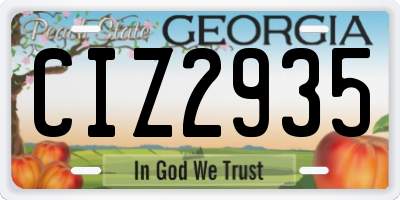 GA license plate CIZ2935