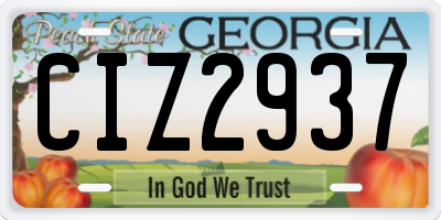 GA license plate CIZ2937