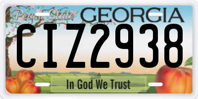 GA license plate CIZ2938