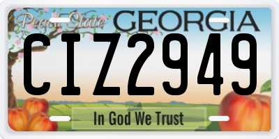 GA license plate CIZ2949