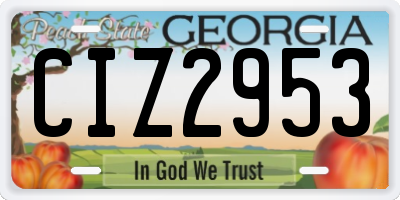 GA license plate CIZ2953
