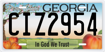 GA license plate CIZ2954