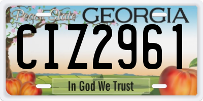 GA license plate CIZ2961