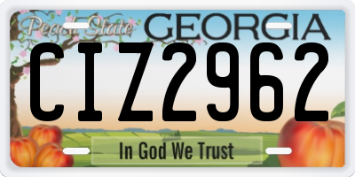 GA license plate CIZ2962