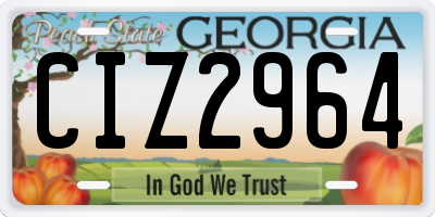 GA license plate CIZ2964