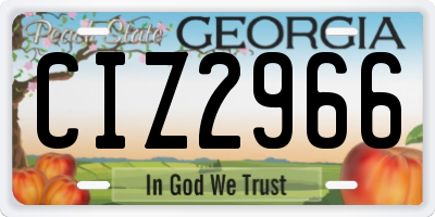 GA license plate CIZ2966