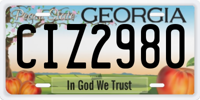 GA license plate CIZ2980