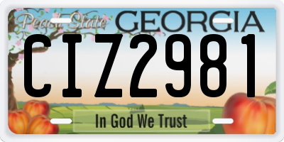GA license plate CIZ2981