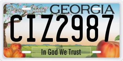 GA license plate CIZ2987