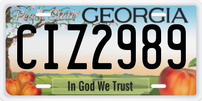 GA license plate CIZ2989