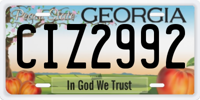 GA license plate CIZ2992