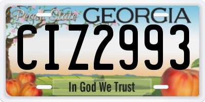 GA license plate CIZ2993