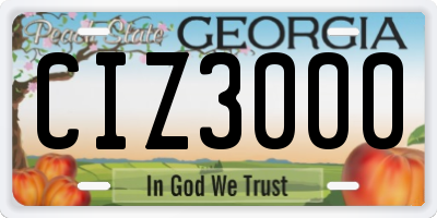 GA license plate CIZ3000
