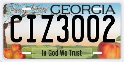GA license plate CIZ3002